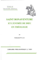 Saint bonaventure et l-entree de dieu en theologie