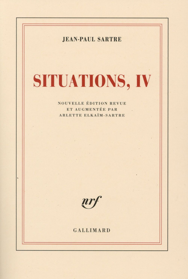 SITUATIONS - VOL04 - AVRIL 1950 - AVRIL 1953 - SARTRE JEAN-PAUL - Gallimard
