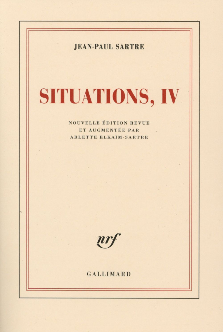 SITUATIONS - VOL04 - AVRIL 1950 - AVRIL 1953 - SARTRE JEAN-PAUL - Gallimard