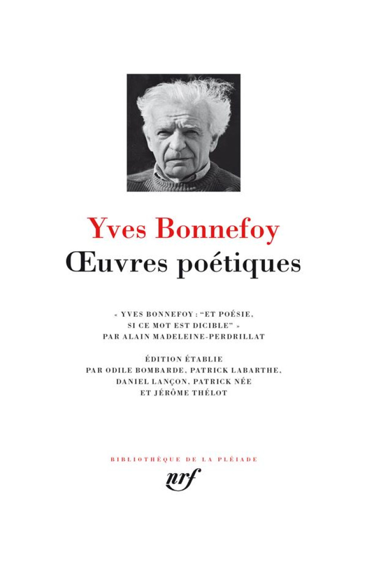 OEUVRES POETIQUES - BONNEFOY YVES - GALLIMARD