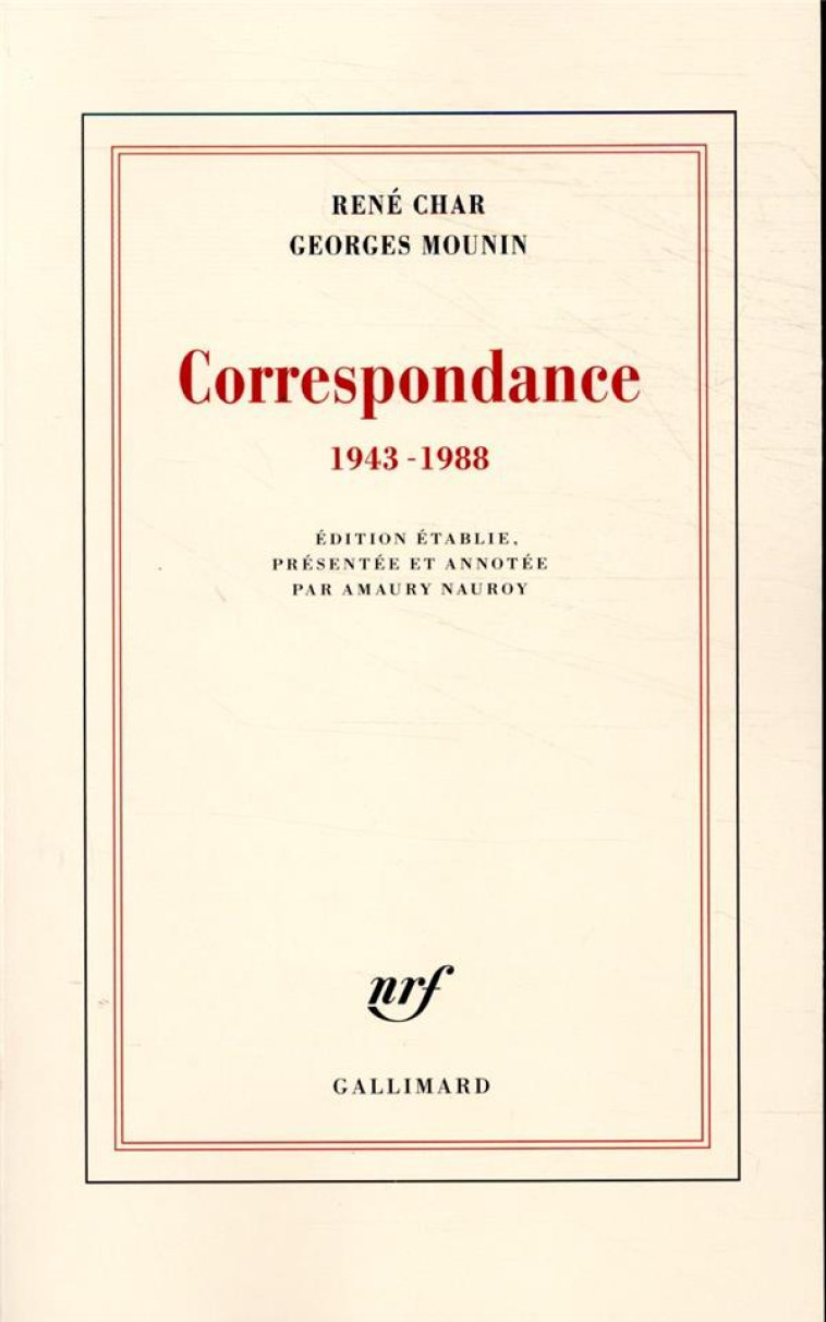 CORRESPONDANCE - 1943-1988 - MOUNIN/CHAR - NC