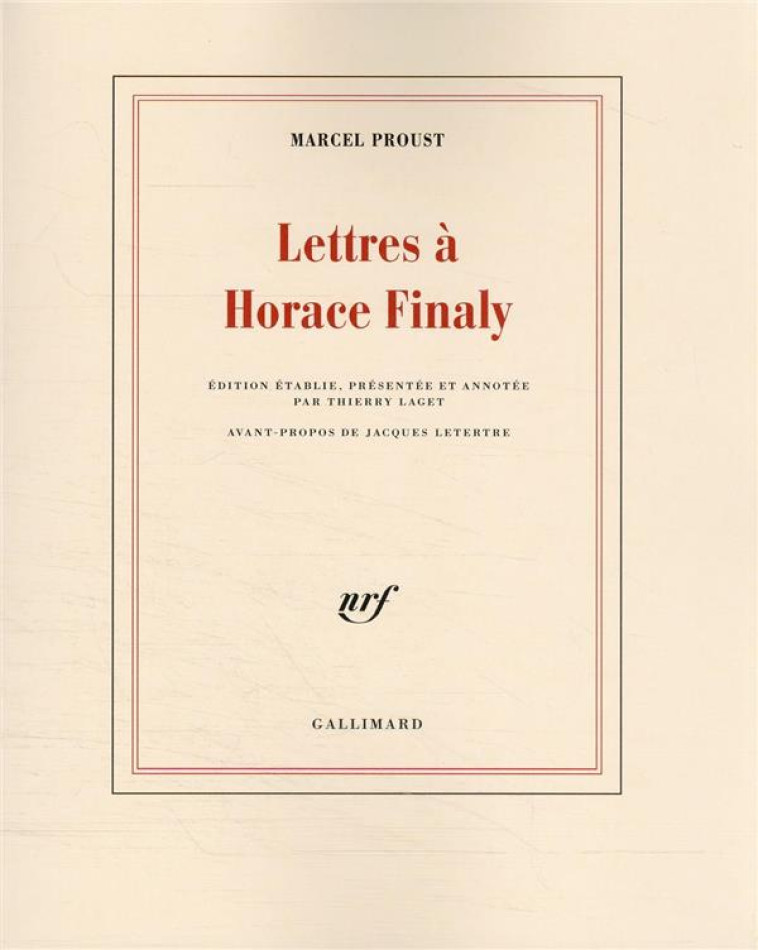 LETTRES A HORACE FINALY - PROUST MARCEL - GALLIMARD