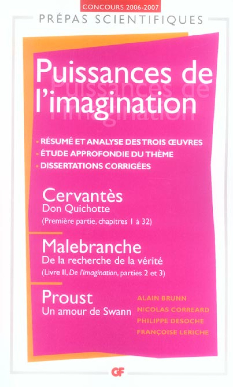 PUISSANCES DE L-IMAGINATION - DON QUICHOTTE DE CERVANTES - DE LA RECHERCHE DE LA VERITE DE MALEBRANC - COLLECTIF - FLAMMARION