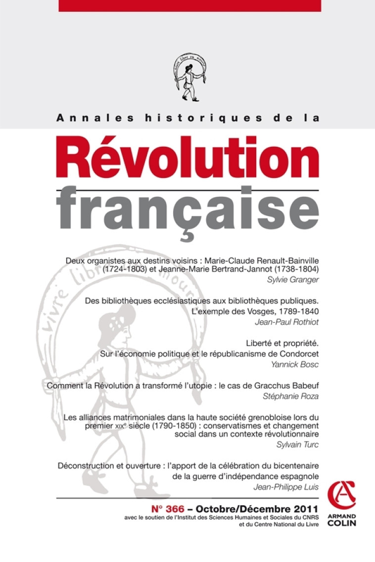 ANNALES HISTORIQUES DE LA REVOLUTION FRANCAISE N  366 (4/2011) -   - ARMAND COLIN