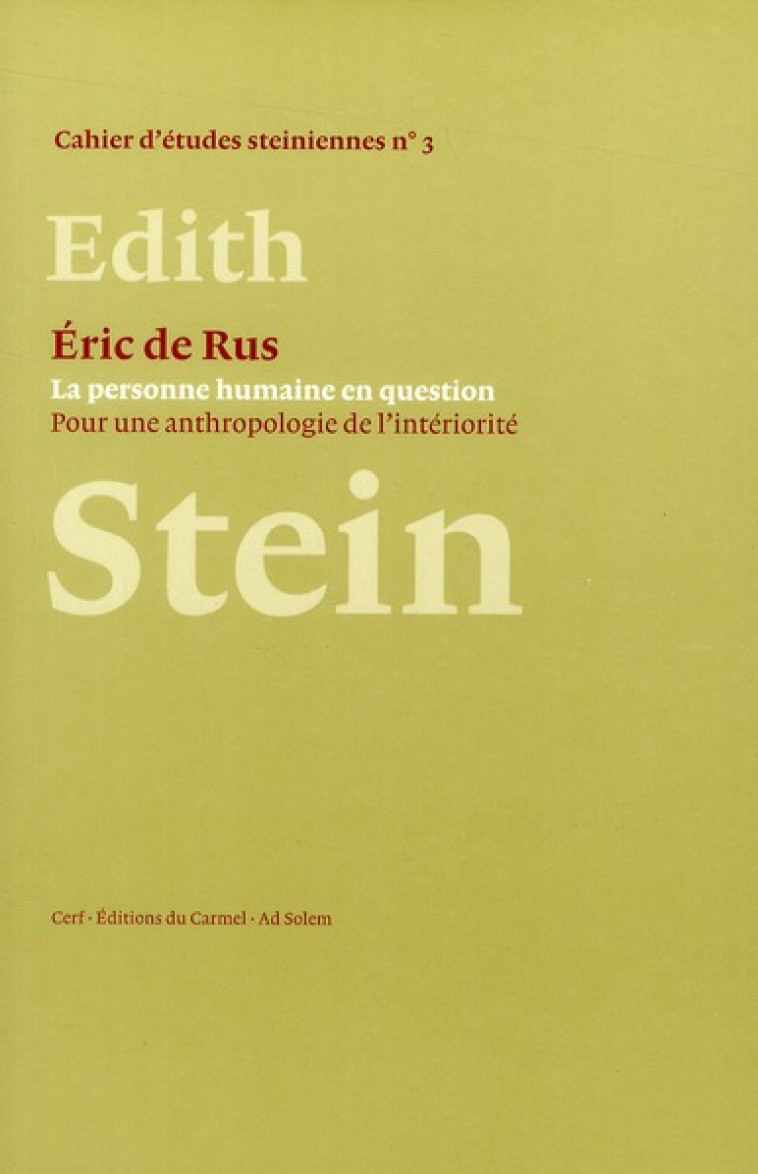 LA PERSONNE HUMAINE EN QUESTION - RUS ERIC DE - CERF