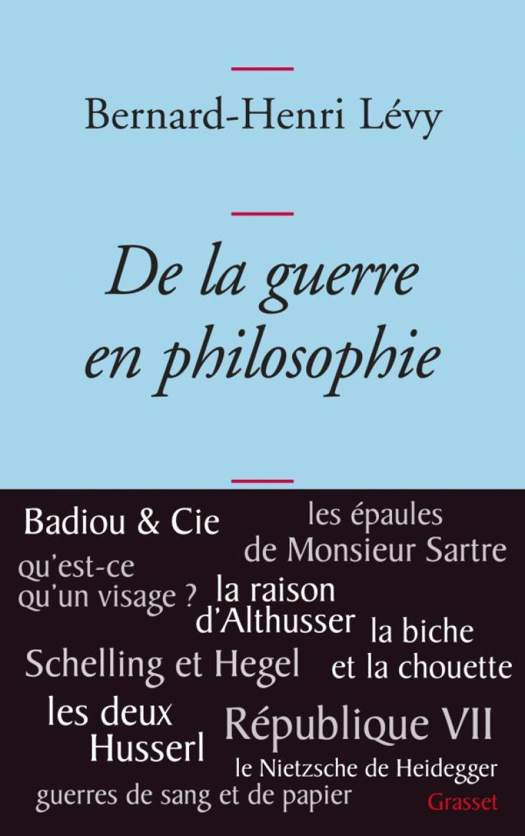 DE LA GUERRE EN PHILOSOPHIE - LEVY BERNARD-HENRI - GRASSET