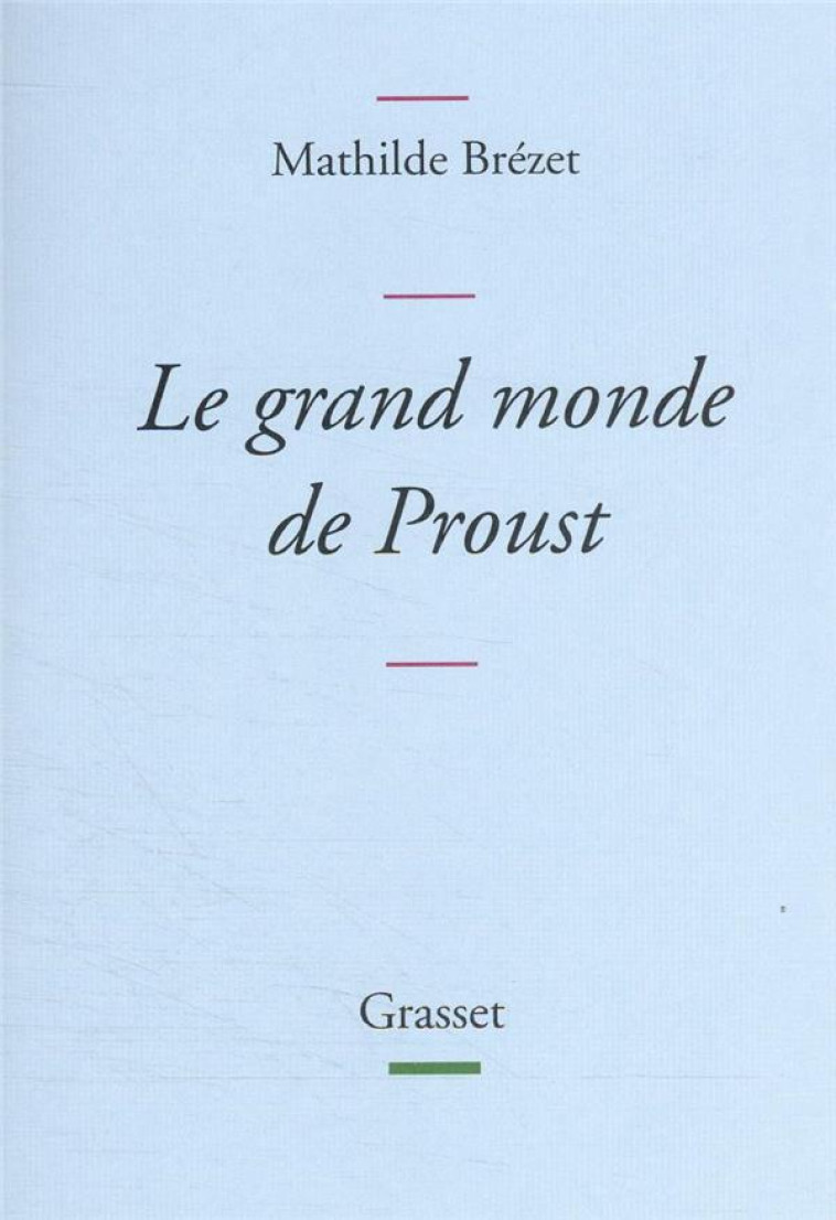 LE GRAND MONDE DE PROUST - DICTIONNAIRE DES PERSONNAGES DE LA RECHERCHE DU TEMPS PERDU - BREZET MATHILDE - GRASSET