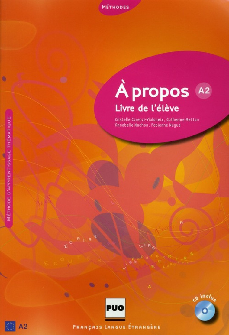 A PROPOS A2 LIVRE DE L-ELEVE + CD AUDIO - CARENZI METTON - PU GRENOBLE