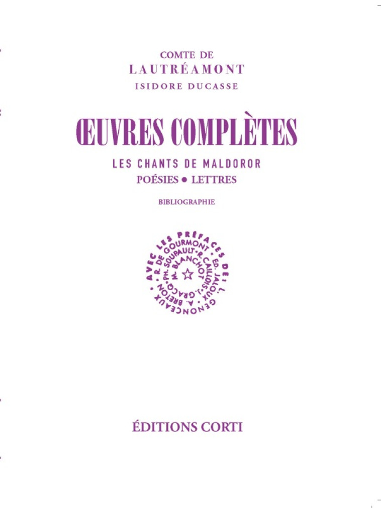 OEUVRES COMPLETES -  Lautreamont - CORTI