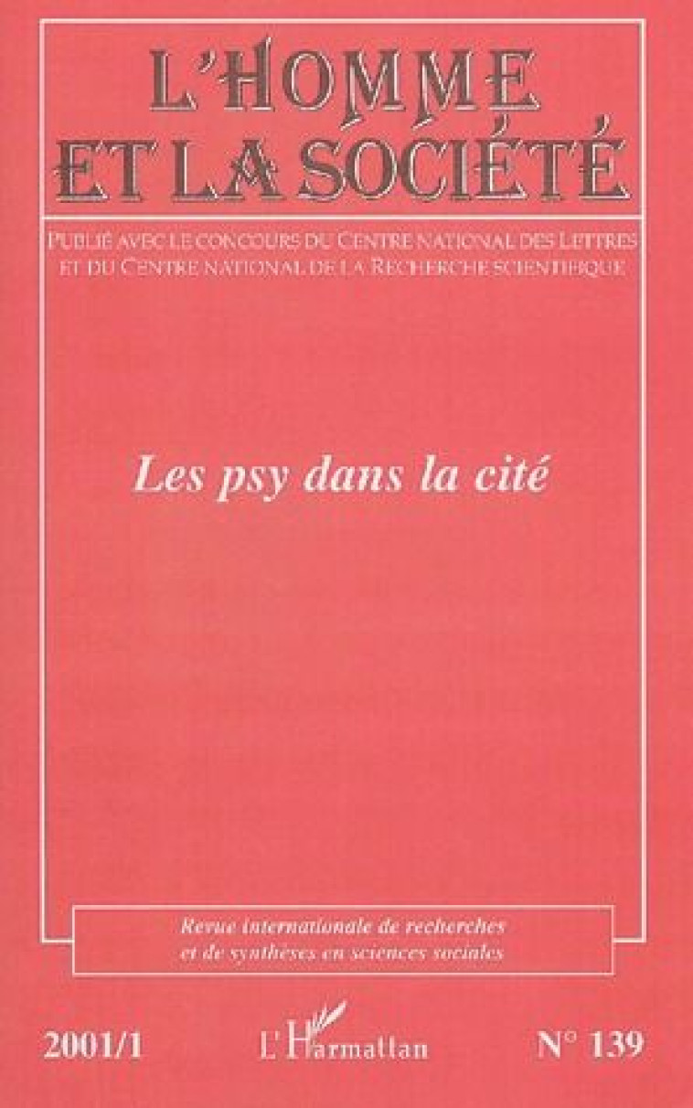 LES PSY DANS LA CITE - VOL139 - XXX - L'HARMATTAN