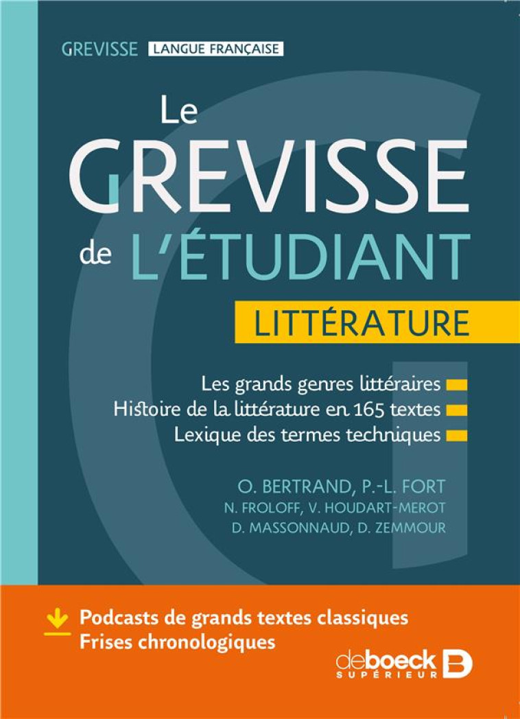 LE GREVISSE DE L-ETUDIANT - LITTERATURE - LES GRANDS GENRES LITTERAIRES - HISTOIRE DE LA LITTERATURE - BERTRAND/FORT - DE BOECK SUP