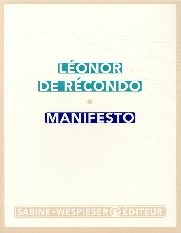 MANIFESTO - RECONDO LEONOR DE - SABINE WESPIESE