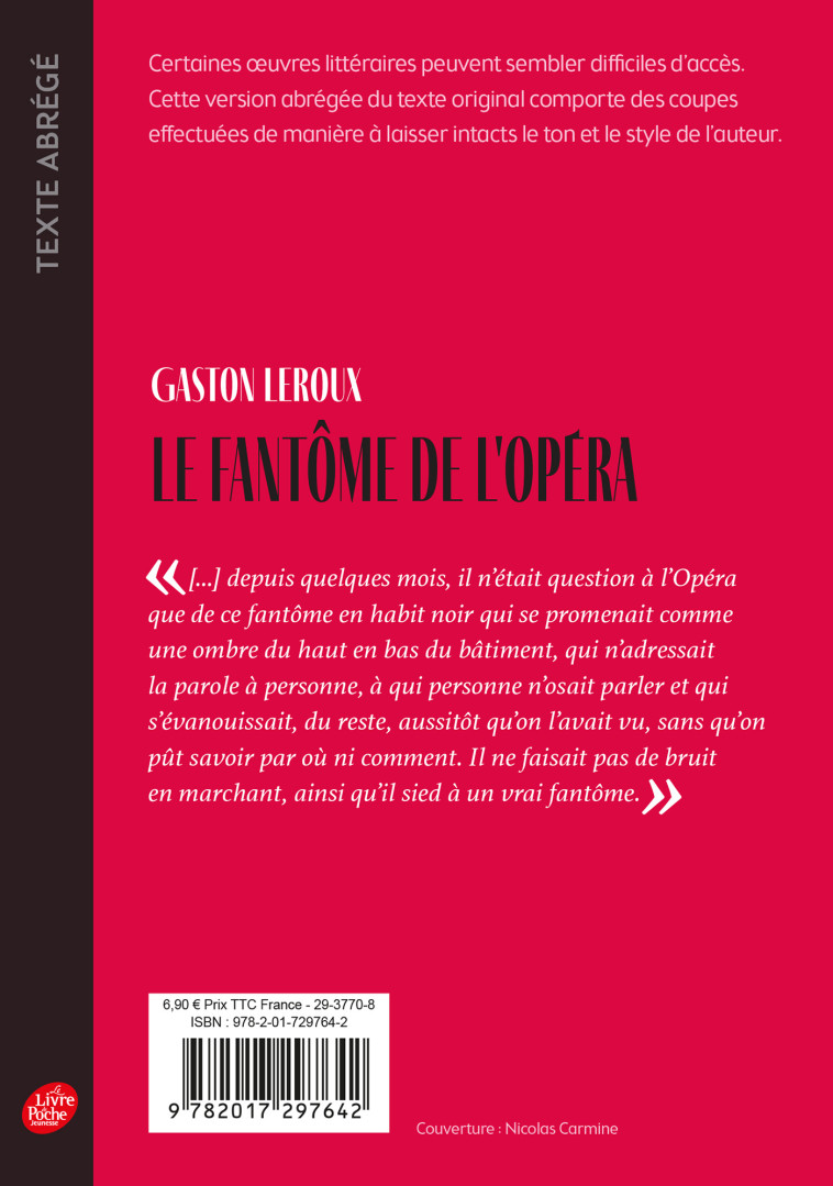 Le fantôme de l'Opéra - Édition abrégée - Gaston Leroux - POCHE JEUNESSE